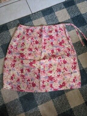 100% Linen Ann Taylor Pink Colorful Floral Skirt / Mini Skirt Size 4